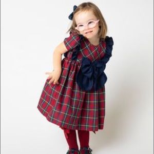 Sophie & Lucas NWT Holiday Red Tartan Plaid Dress with Navy Accents